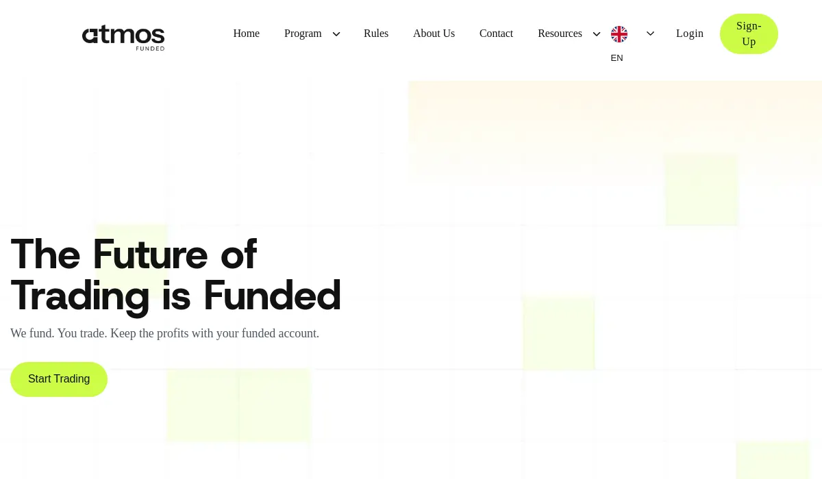 Atmos Funded official website screenshot