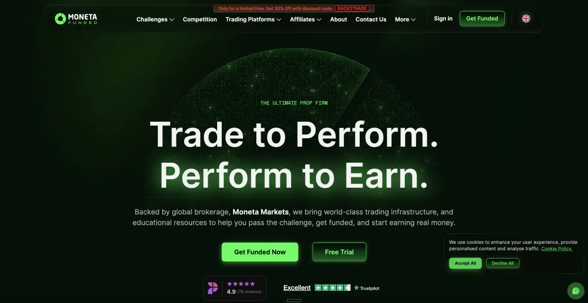Moneta Funded official website screenshot